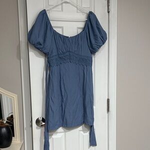 Blue Puff Sleeve Dress